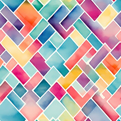 Colorful watercolor seamless tileable texture. Cubic pattern.