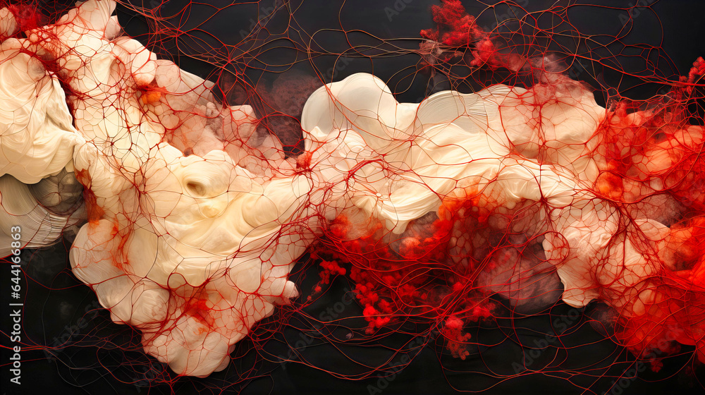 Poster tangles of threads weaving abstract narratives