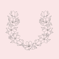Delicate floral frame in pastel colours. Beautiful botanical pattern. Floristics in the design of cards, invitations, posters.
