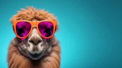 Camel in sunglass shade glasses isolated on solid