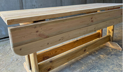 newly made wooden bench table