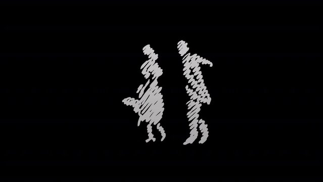 Shading of a Hand drawn Dancing Couple with transparent (alpha) background