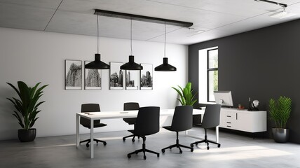 Inspiring office interior design Minimalist style Corporate Office featuring Simplicity architecture. Generative AI AIG 31.
