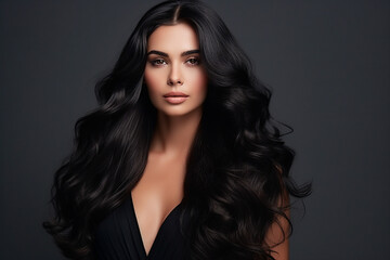 Fototapeta premium Generative AI picture of young attractive woman model with stunning flattering long hairstyle