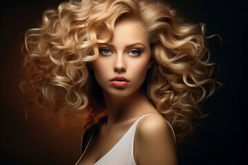 Fototapeta premium Generative AI picture of young attractive woman model with stunning flattering long hairstyle