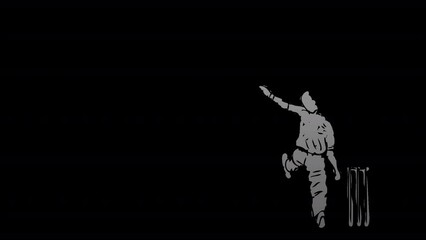 A hand drawn man playing cricket and running on transparent background - Powered by Adobe