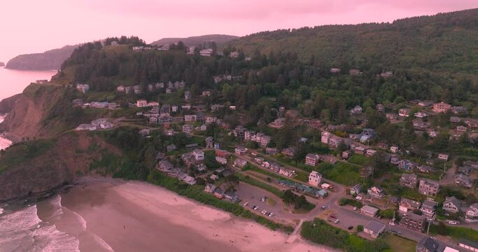 Aerial journey through Oregon's foggy wonderland.