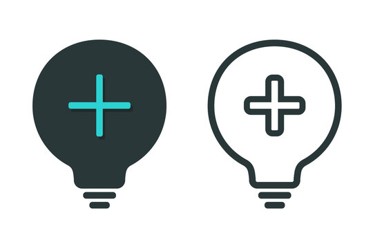 Lightbulb add icon. Illustration vector