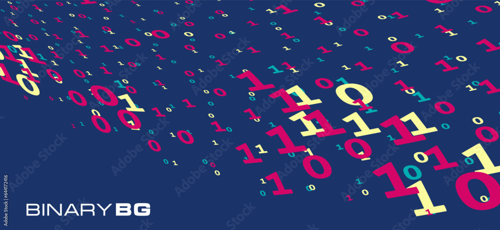 Poster Binary background. Scatter ones and zeros. Vector graphics