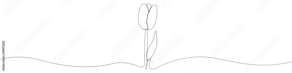 Poster one line continuous draw tulip vector icon. linear background tulip icon. one line hand draw tulip l