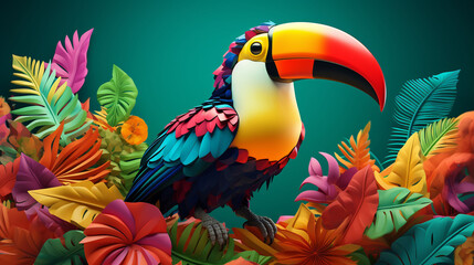 toucan in the jungle - obrazy, fototapety, plakaty