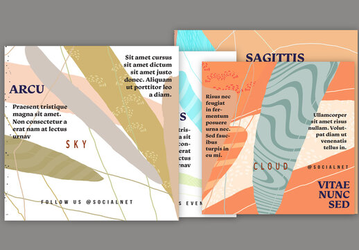 Social Media Square Post Layout Overlapping Blobs Textured With Spots And Lines
