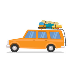 Car icon. Tourism, travel. Color silhouette. Side view. Vector simple flat graphic illustration. Isolated object on a white background. Isolate.