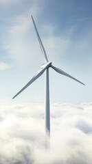 Fototapeta premium A wind turbine soaring above the clouds, harnessing clean energy from the sky