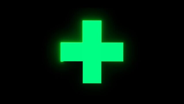 medical cross green color animate footage