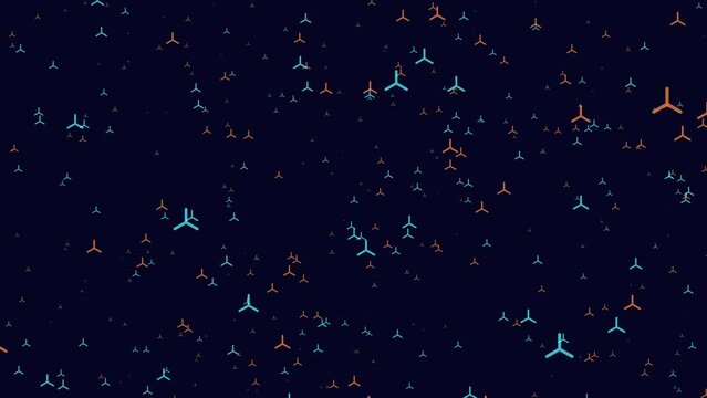 Circular pattern of blue and orange dots, evenly spaced and floating in the air. Seamless and repeated to create a larger image