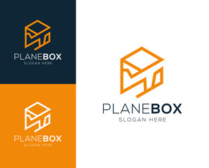 Abstract Plane Box logo design vector illustration