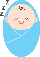 Baby boy peacefully sleeping with smile illustration.