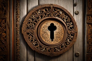 Fototapeta na wymiar Create a picturesque view of an antique keyhole with intricate patterns. 