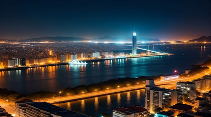 Fototapeta na wymiar night view of the bosphorus bridge city