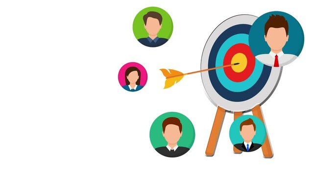 Target People or Customers with Targeting people and arrow hitting the Goal, business marketing 