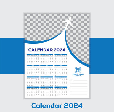 2024 Wall calendar print ready template