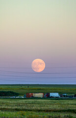 Moonrise above the prairie in Colorado. Super Moon of August 2023