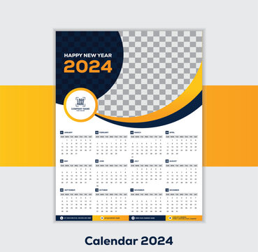 2024 Wall calendar print ready template