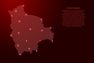 Bolivia map from futuristic concentric red circles and glowing stars for banner, poster, greeting card