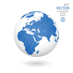 Earth illustration. Each country has its own autonomous border and background color fill, which gives the opportunity to select the desired part from the rest of the content. Objects are isolated.