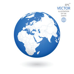 Earth illustration. Each country has its own autonomous border and background color fill, which gives the opportunity to select the desired part from the rest of the content. Objects are isolated.