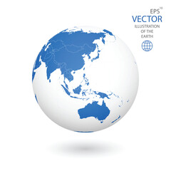 Obraz premium Earth illustration. Each country has its own autonomous border and background color fill, which gives the opportunity to select the desired part from the rest of the content. Objects are isolated.