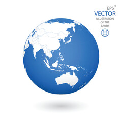 Earth illustration. Each country has its own autonomous border and background color fill, which gives the opportunity to select the desired part from the rest of the content. Objects are isolated.