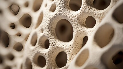 Porous structure of pumice stone captured in detail.