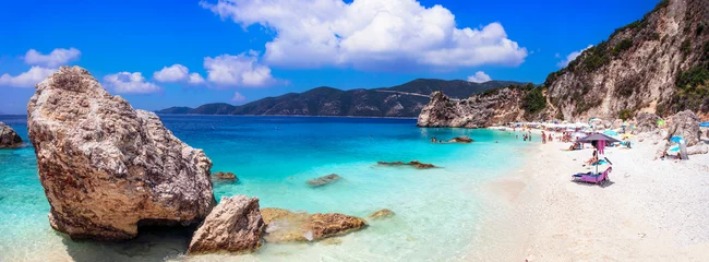 Foto auf Glas lefkada Ionian island of Greece . best scenic beaches - beautiful Agiofili with turquoise crystal sea near Viasiliki © Freesurf
