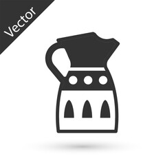 Grey Sangria pitcher icon isolated on white background. Traditional spanish drink. Vector