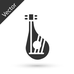 Grey Ukrainian traditional musical instrument bandura icon isolated on white background. Vector