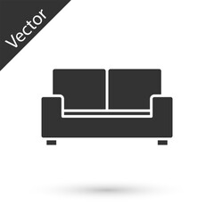 Grey Sofa icon isolated on white background. Vector