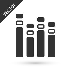 Grey Music equalizer icon isolated on white background. Sound wave. Audio digital equalizer technology, console panel, pulse musical. Vector