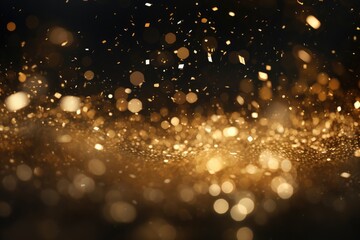 Obraz na płótnie Canvas Glittering Gold dust particles floating - Luxurious Shimmer - ideal for Overlay - AI Generated