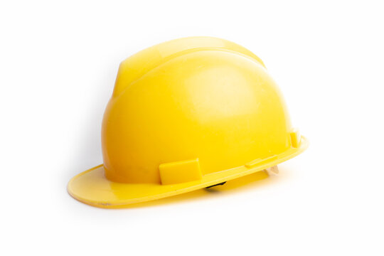 yellow savety helmet isolated on white background