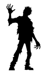 Zombie silhouette. Walking dead silhouette. Halloween flat vector Illustration for decorations