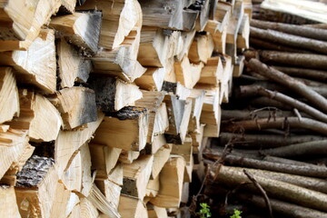 Abstract texture from stacked wooden logs.