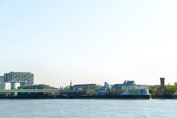 Fototapeta na wymiar View of Rhine river and buildings in Germany
