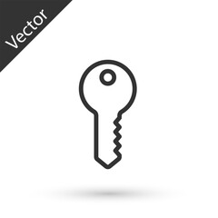 Grey line House key icon isolated on white background. Vector