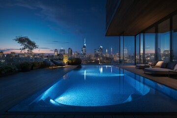Fototapeta na wymiar Luxury Penthouse with Rooftop Pool - AI Generated