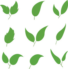 Set of green leaves icons vector image