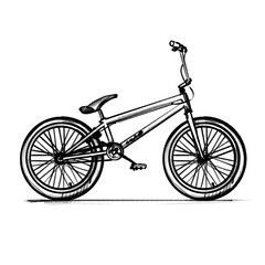 BMX bike drawing - black pencil hand drawn illustration (transparent PNG)