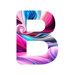 Letter B, multicoloured rainbow texture. Word, book, quote elements. 