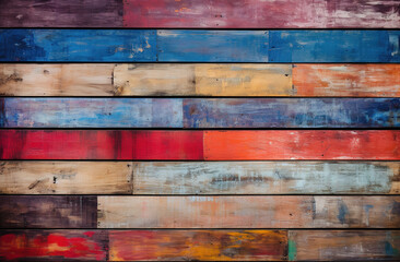 Colorful wooden planks with some painting.